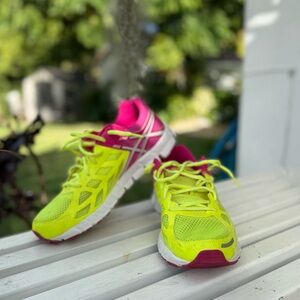 Asics Women's Athletic Shoes - Neon Yellow and Pink